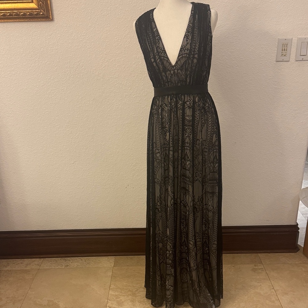 Alice + Olivia Black Lace Maxi Dress
